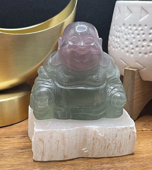 Rainbow Fluorite Happy Buddha