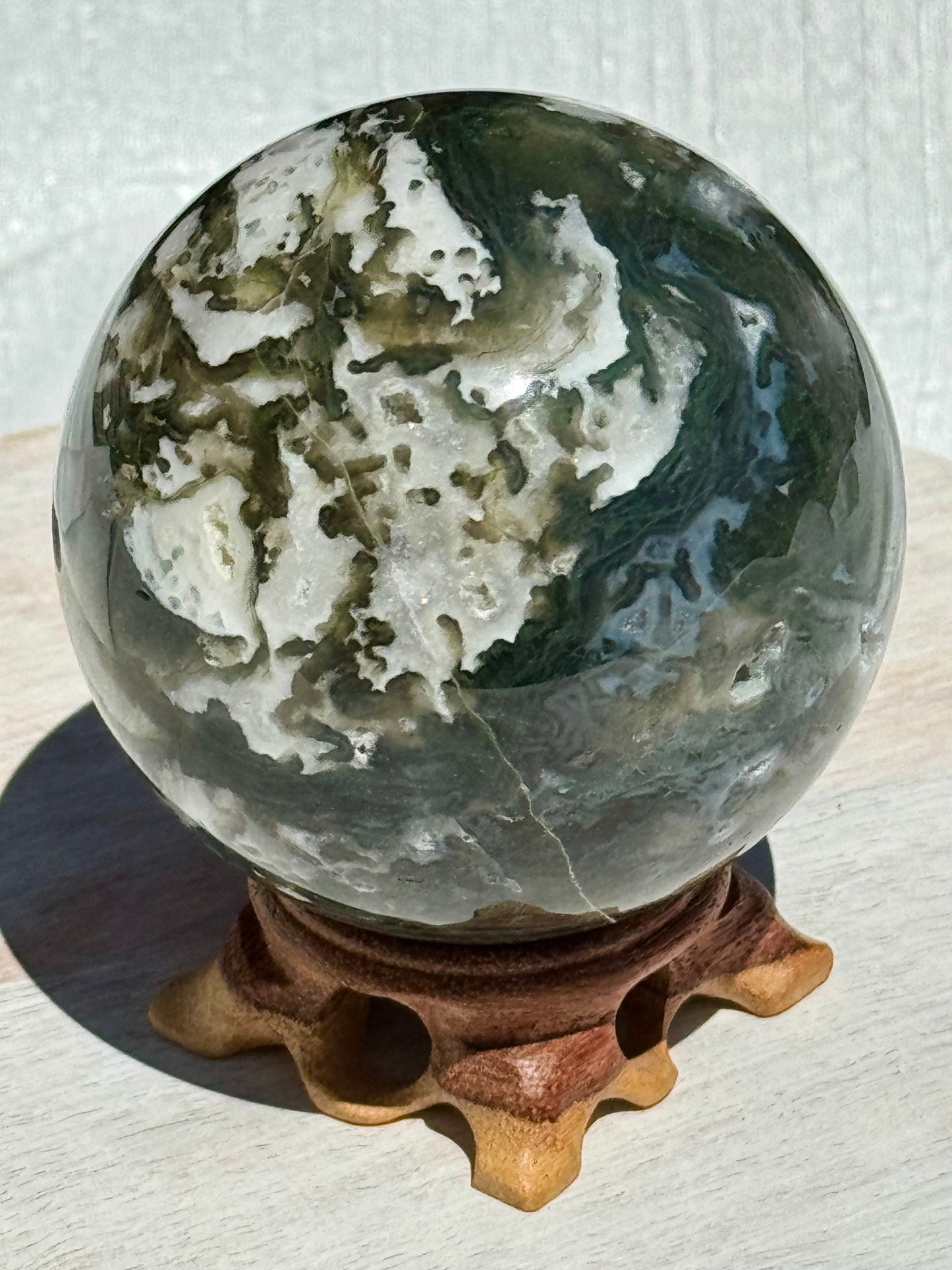 Druzy Moss Agate Sphere - 75 MM