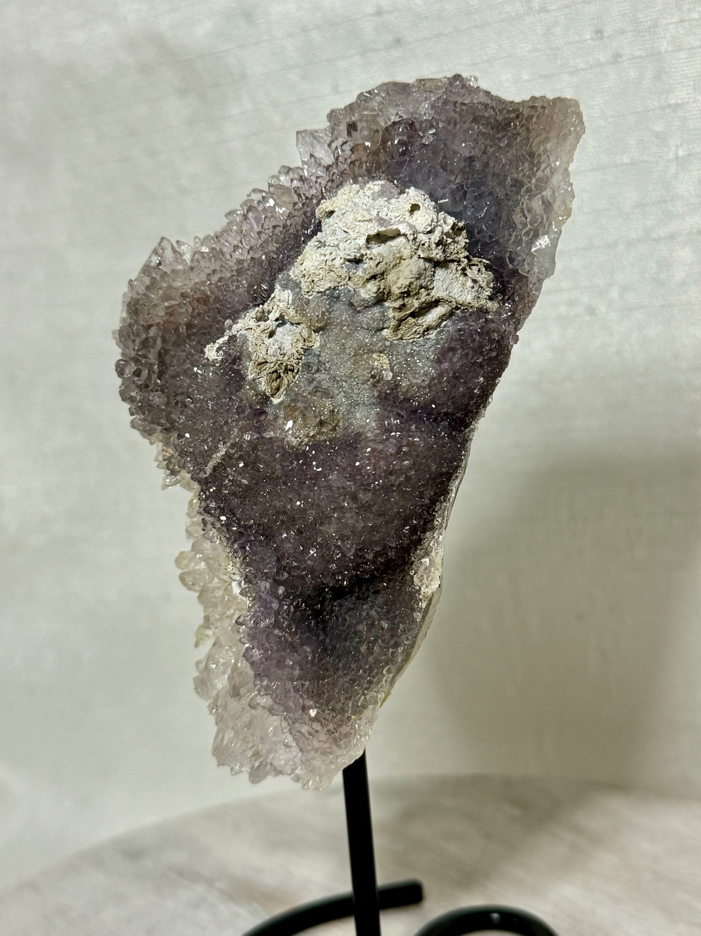 Amethyst "Sugar" Cluster W/ Quartz Wands on Stand