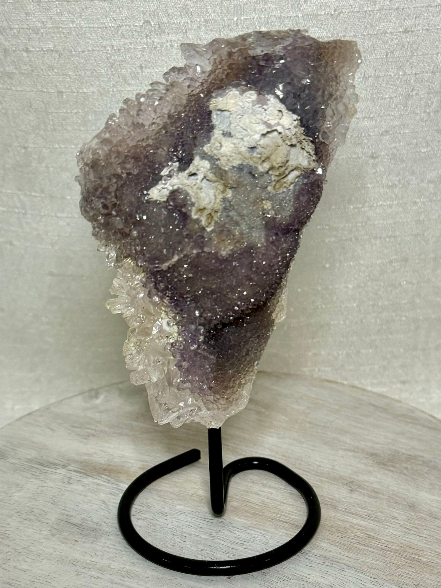 Amethyst "Sugar" Cluster W/ Quartz Wands on Stand