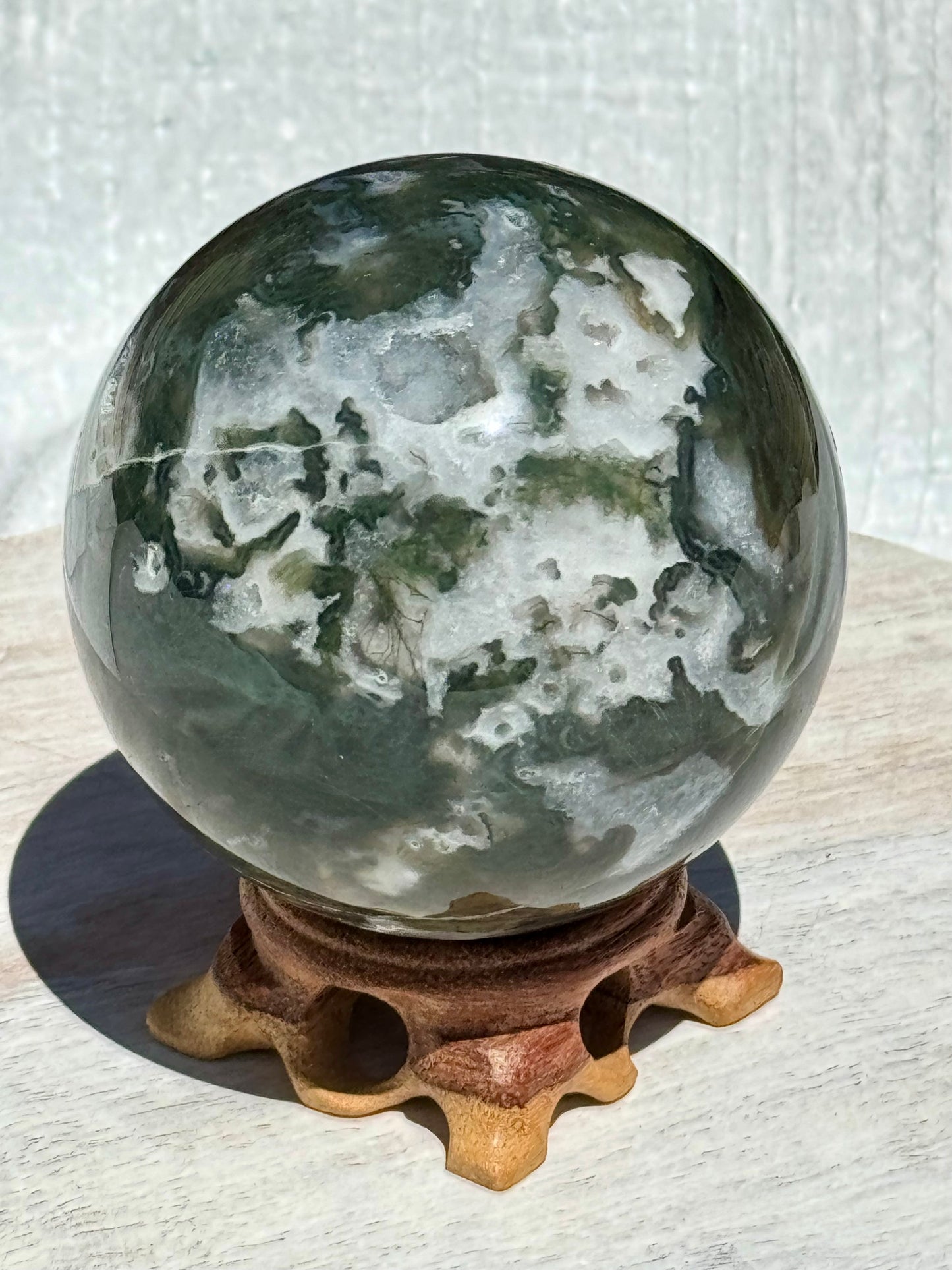 Druzy Moss Agate Sphere - 75 MM