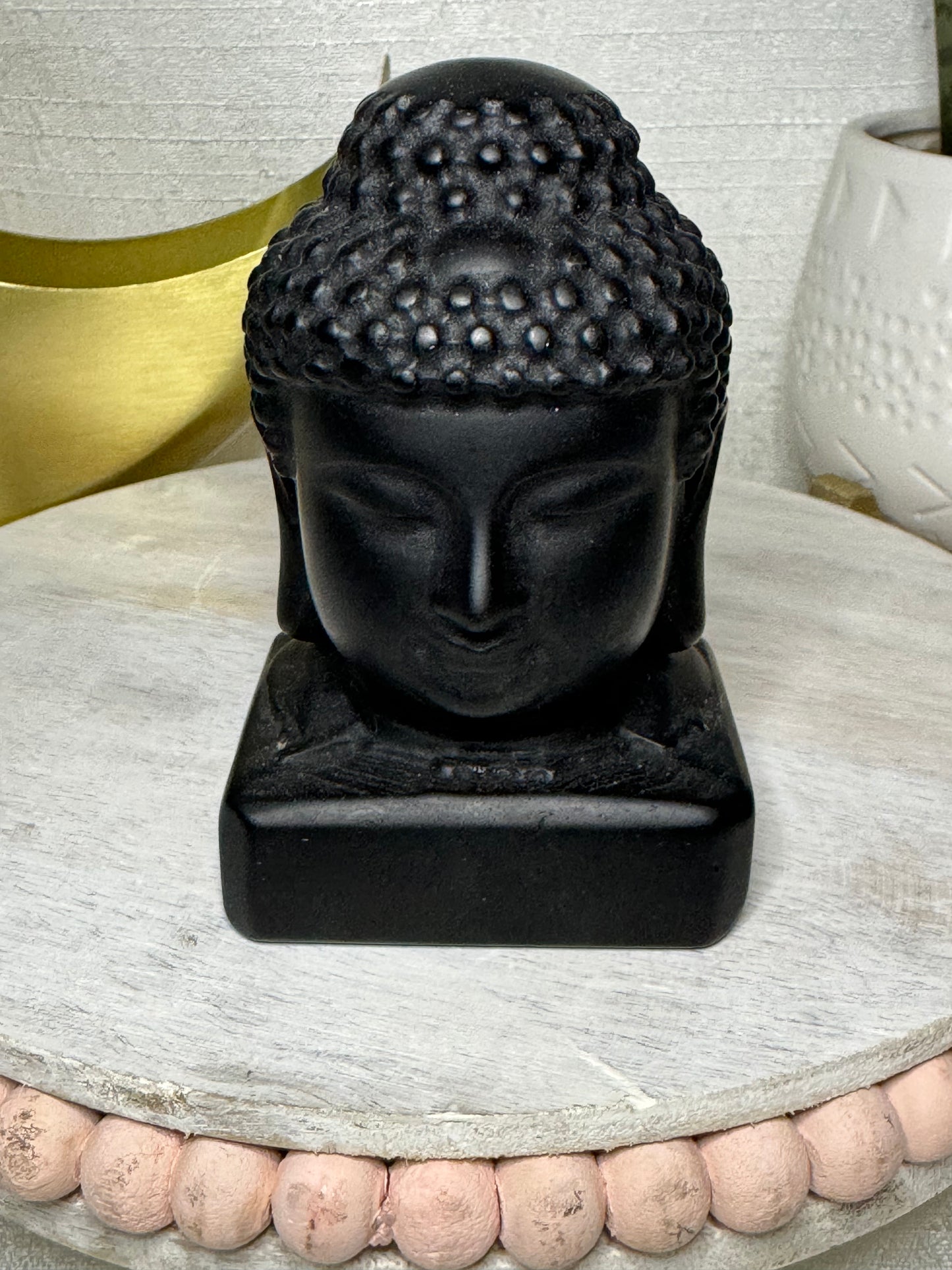 Black Obsidian Buddha Head