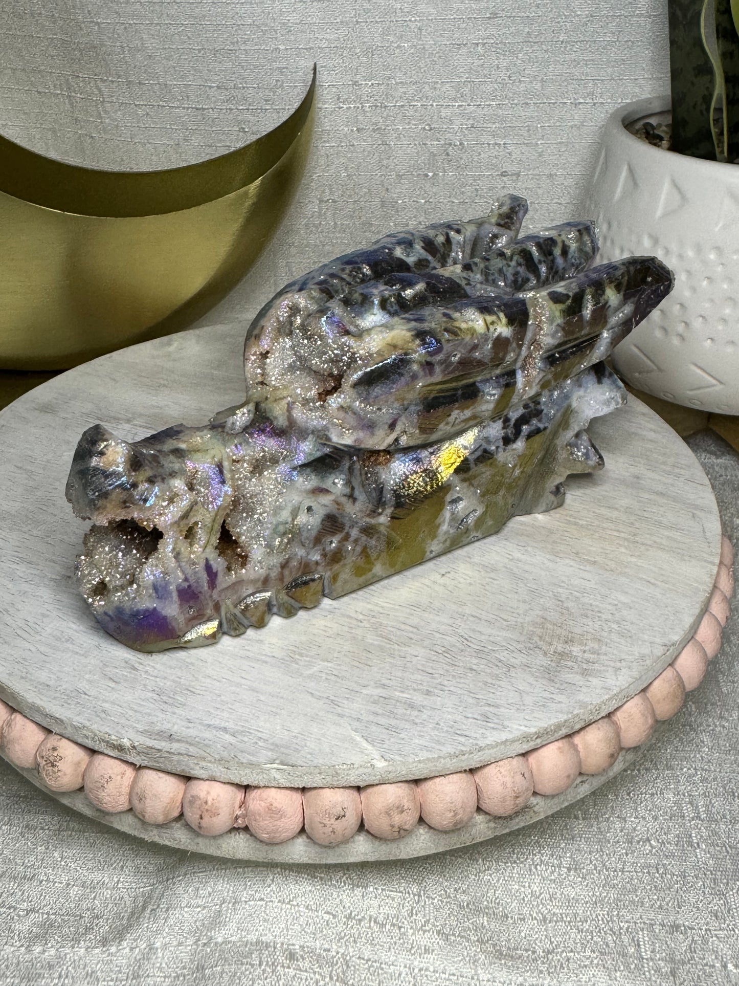 Aura Druzy Sphalerite Dragon Skull