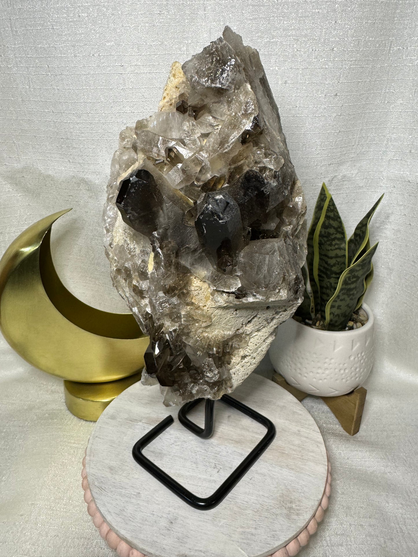 Smoky Quartz Cluster on Stand - XL