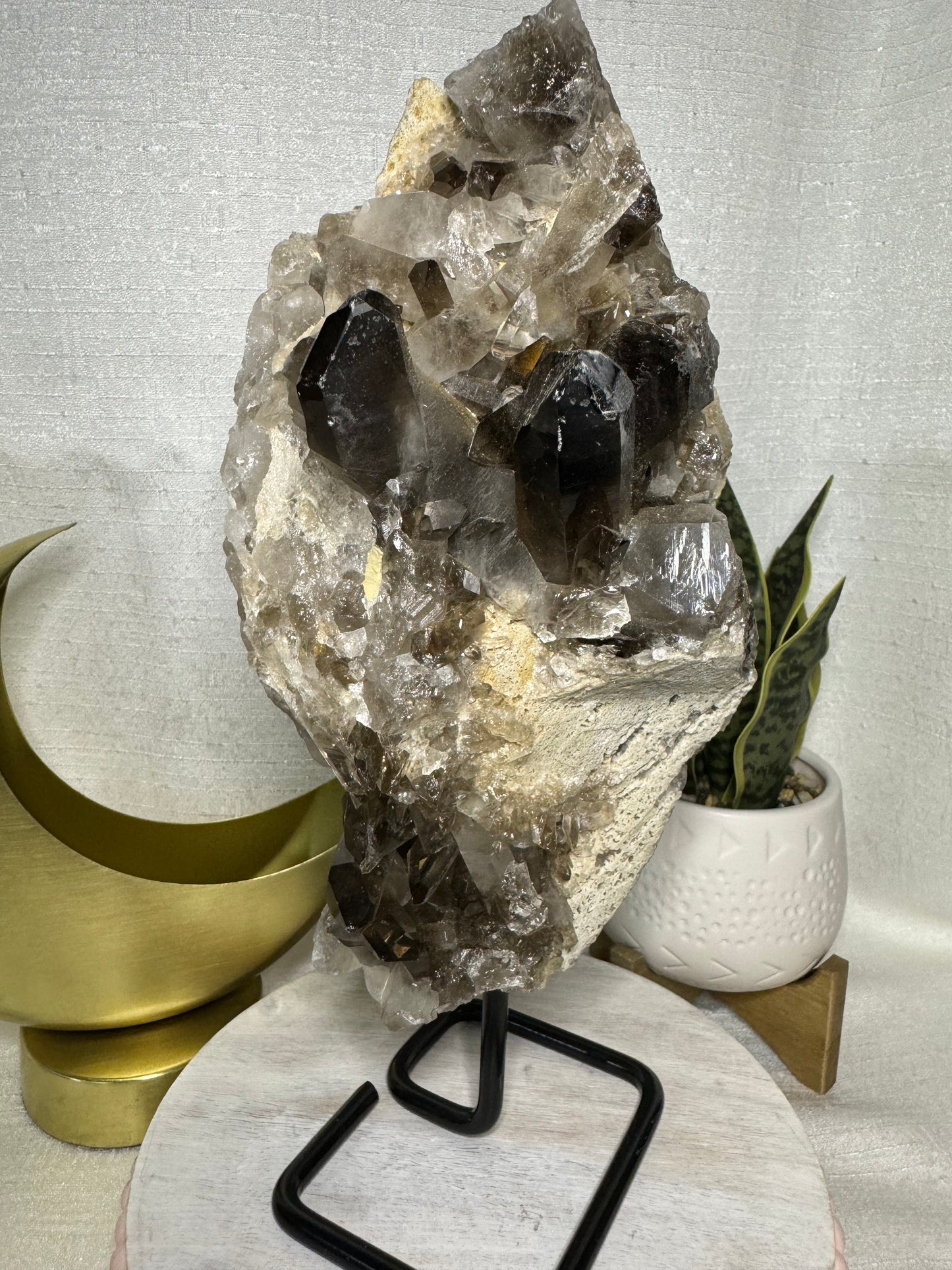 Smoky Quartz Cluster on Stand - XL