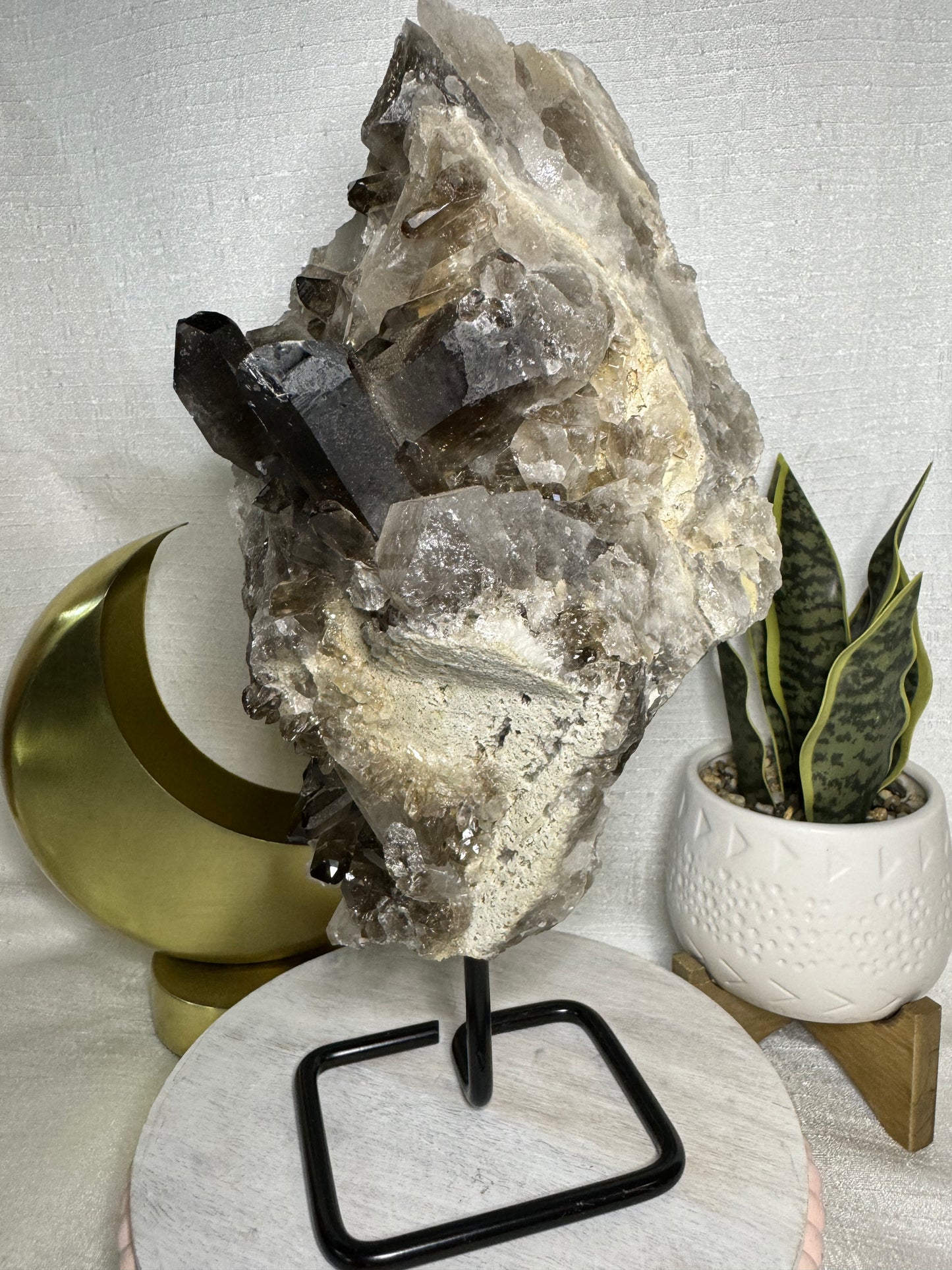 Smoky Quartz Cluster on Stand - XL