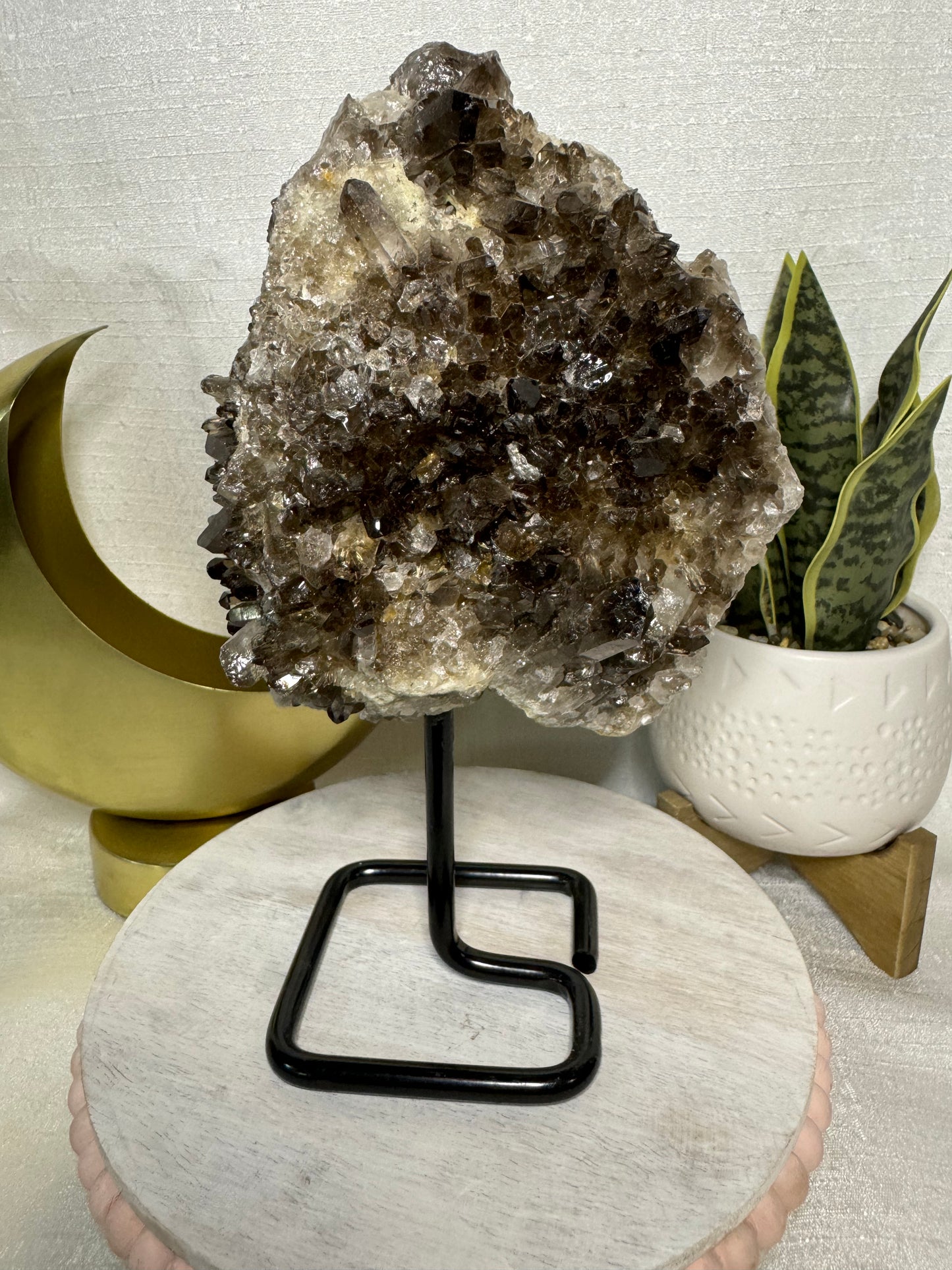 Smoky Quartz Cluster on Stand