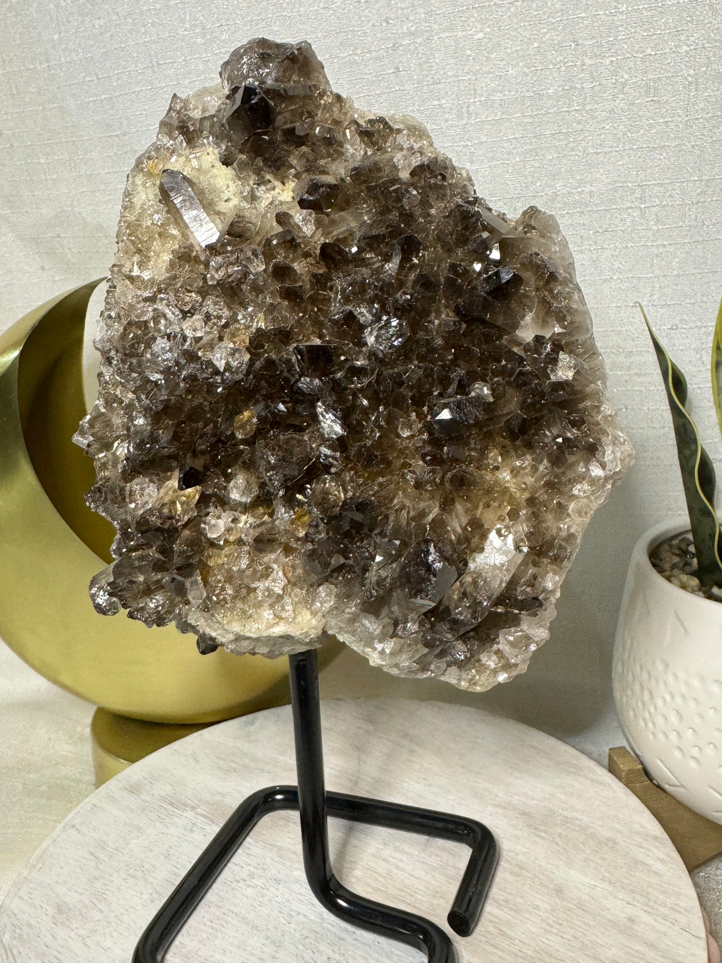 Smoky Quartz Cluster on Stand