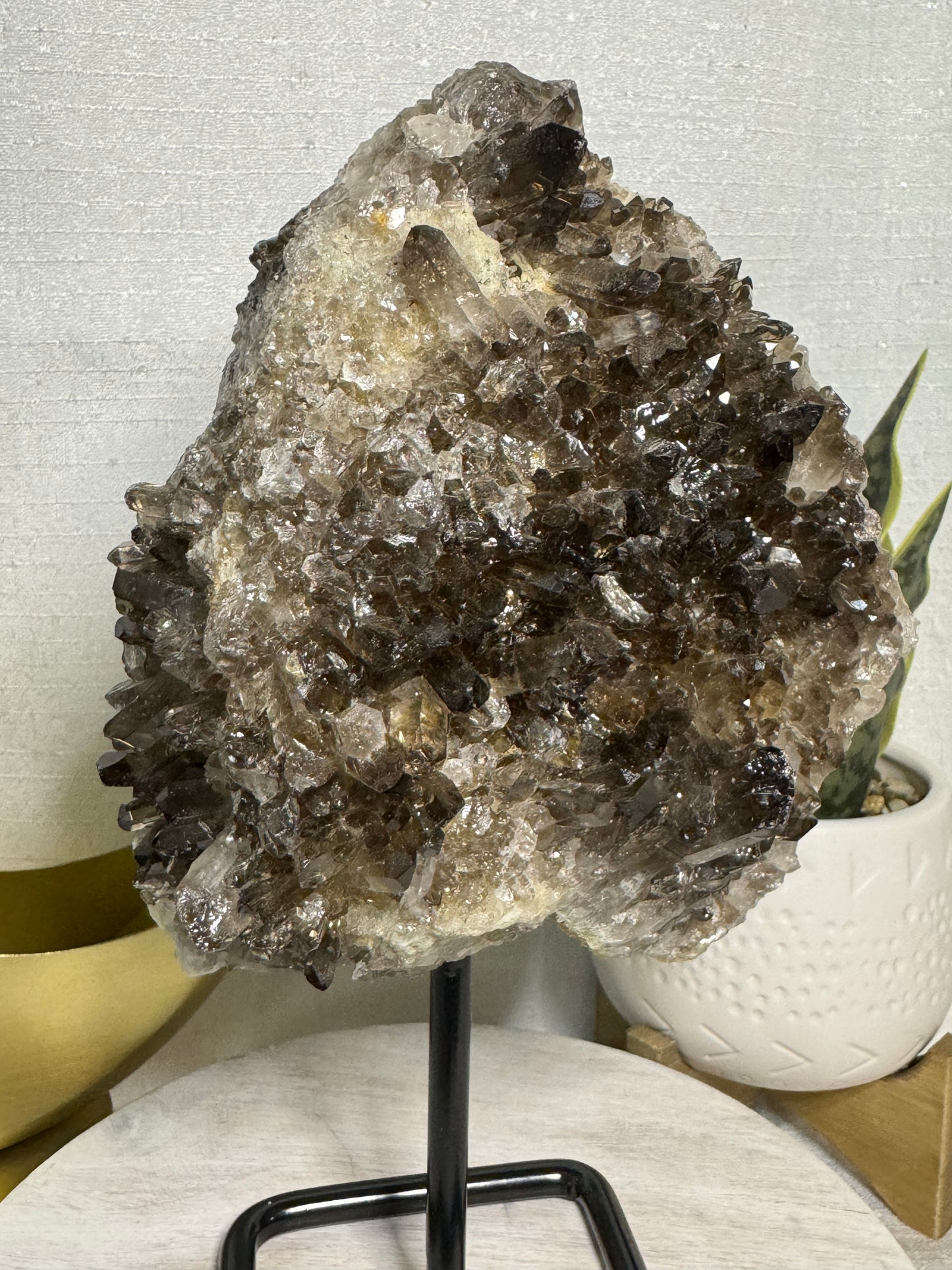 Smoky Quartz Cluster on Stand