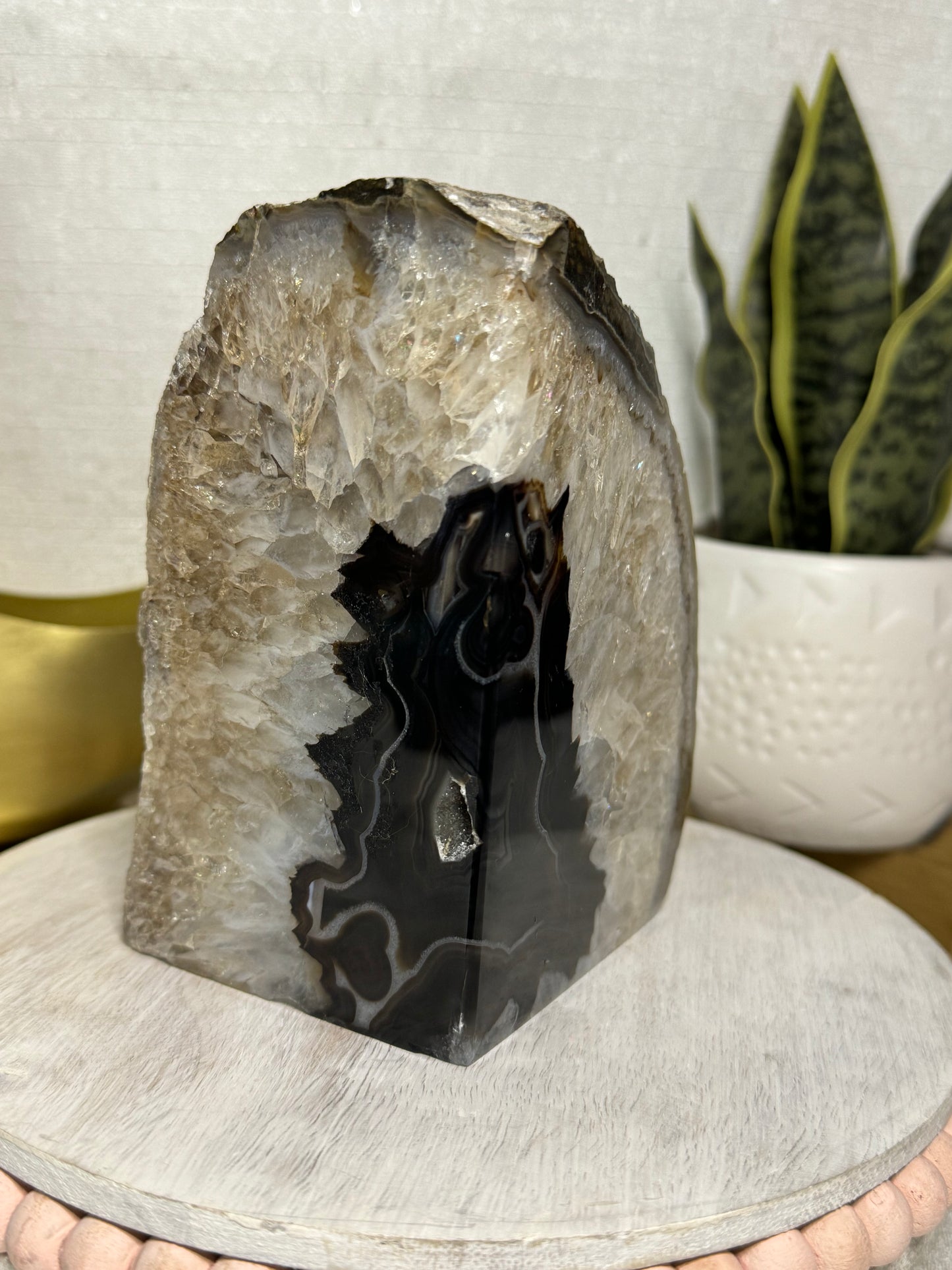 Half Polished/Half Raw Agate Base