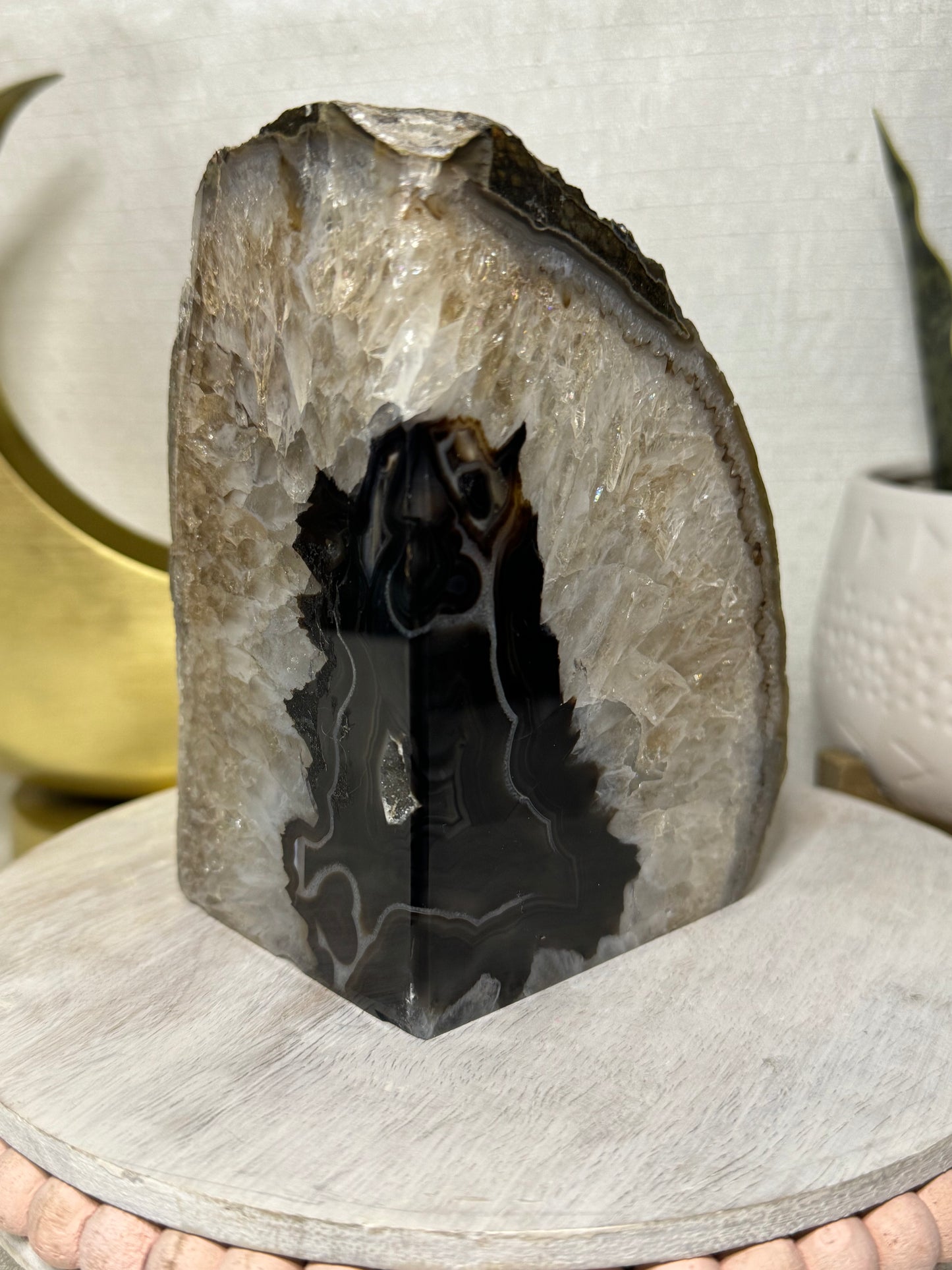 Half Polished/Half Raw Agate Base